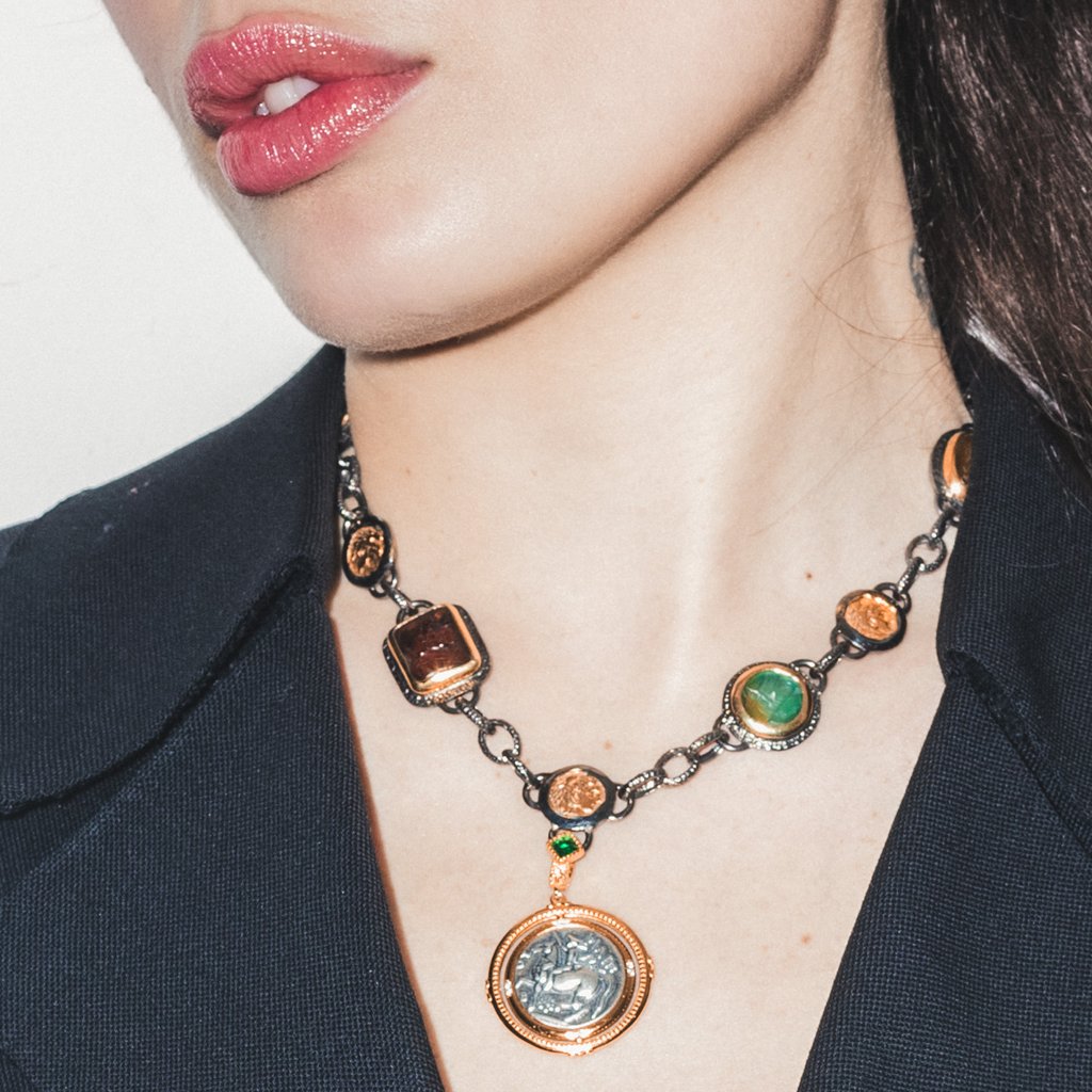 Discover necklaces that blend Istanbul's Grand Bazaar artistry with London's design at Golden Horn. Adorned with various gemstones, each necklace radiates modern elegance.GOLDEN HORN JEWELLERY