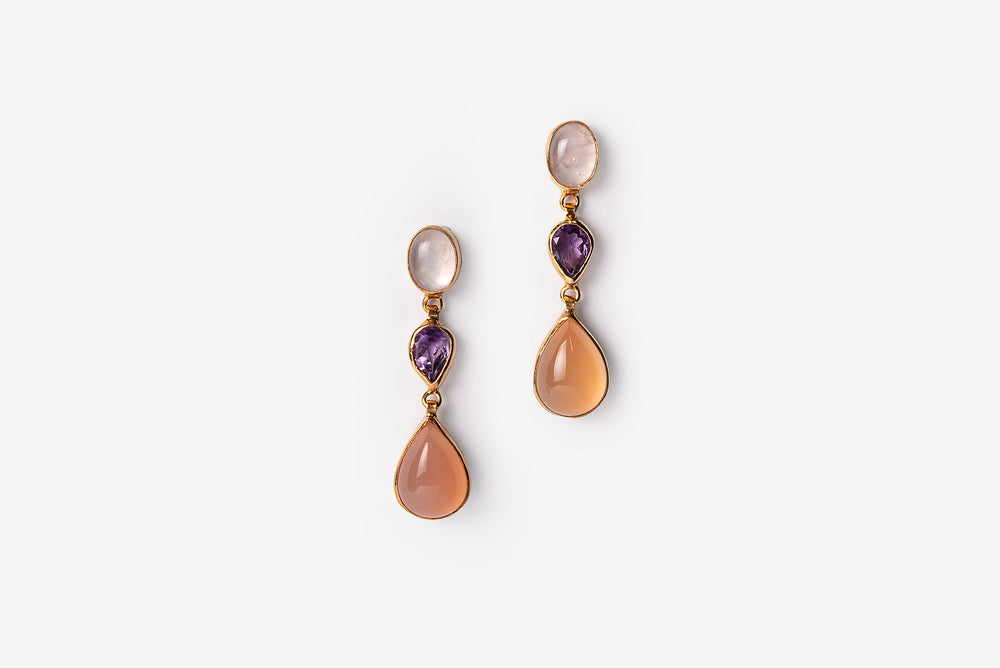 Aegean Sunset Multi Gemstone Drop Earrings