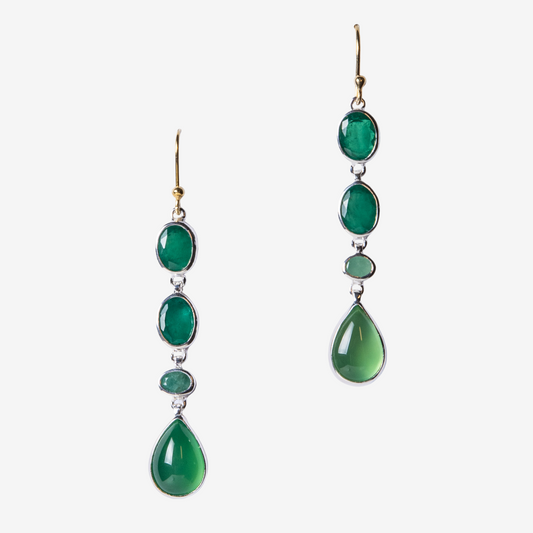 Aegean Pine Multi Gemstone Drop Earrings- Golden Horn Jewellery