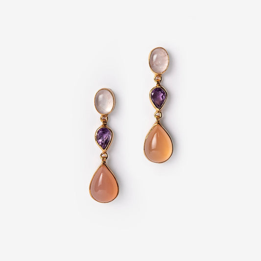 Aegean Sunset Multi Gemstone Drop Earrings-Golden Horn Jewellery