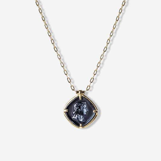 Apollo Black Chalcedony Pendant Necklace-Golden Horn Jewellery