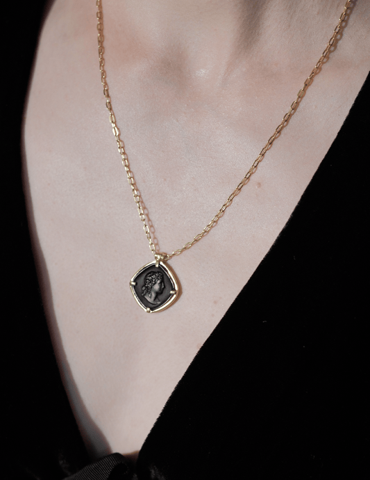 Apollo Black Chalcedony Pendant Necklace-Golden Horn Jewellery