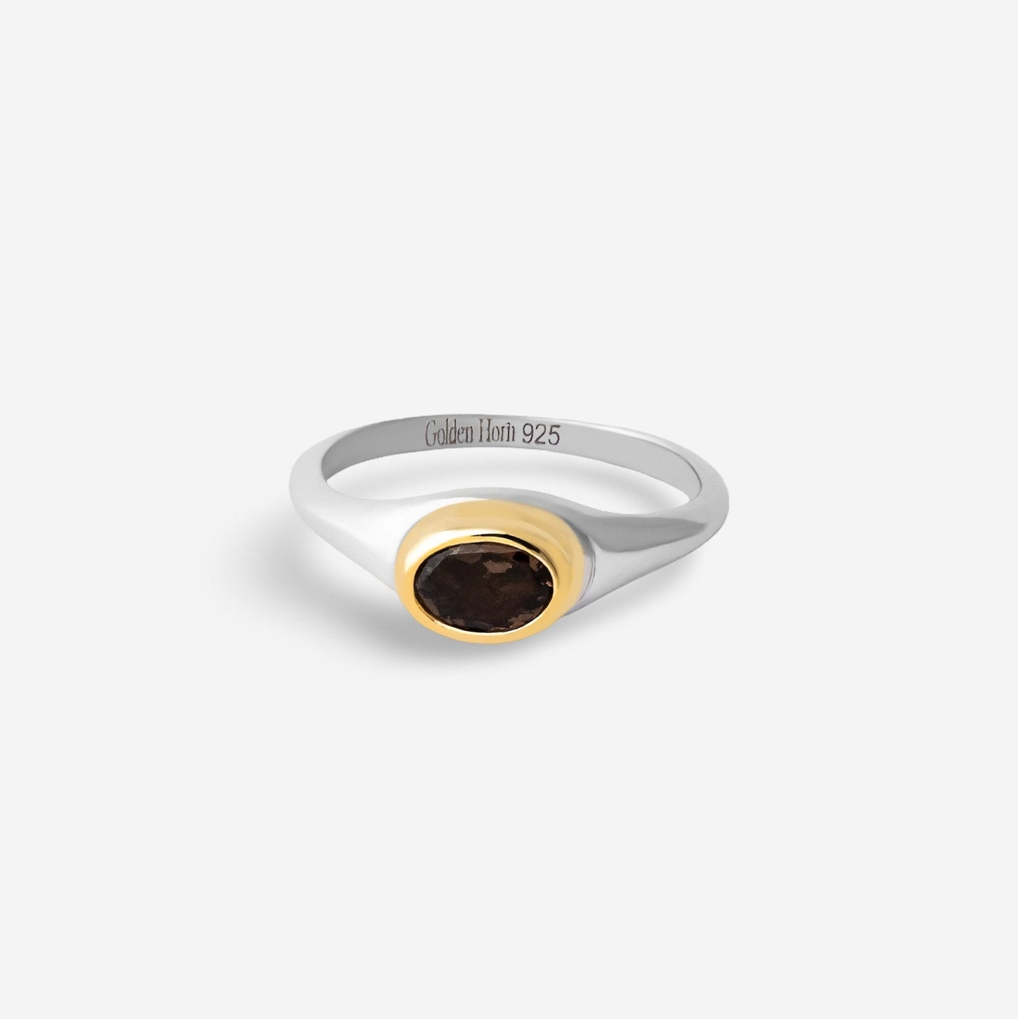 April Birthstone Ring Brown Diamond-Golden Horn