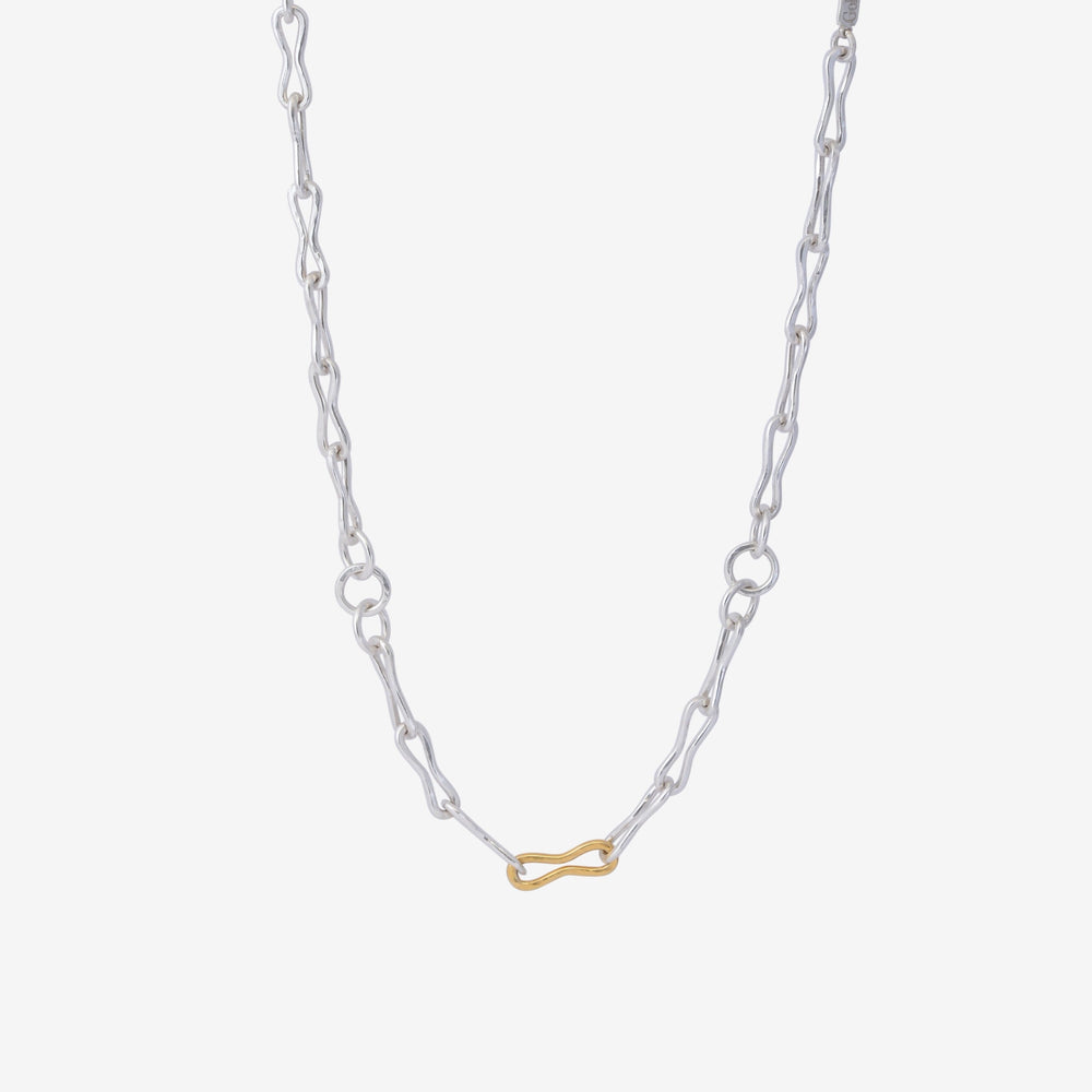 Bicolour Golden Horn Chain Necklace 