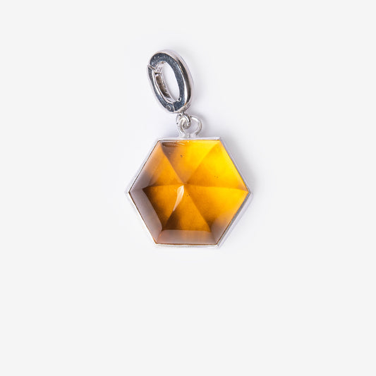 Citrine Dome Silver Charm Clip-On Pendant-Golden Horn Jewellery