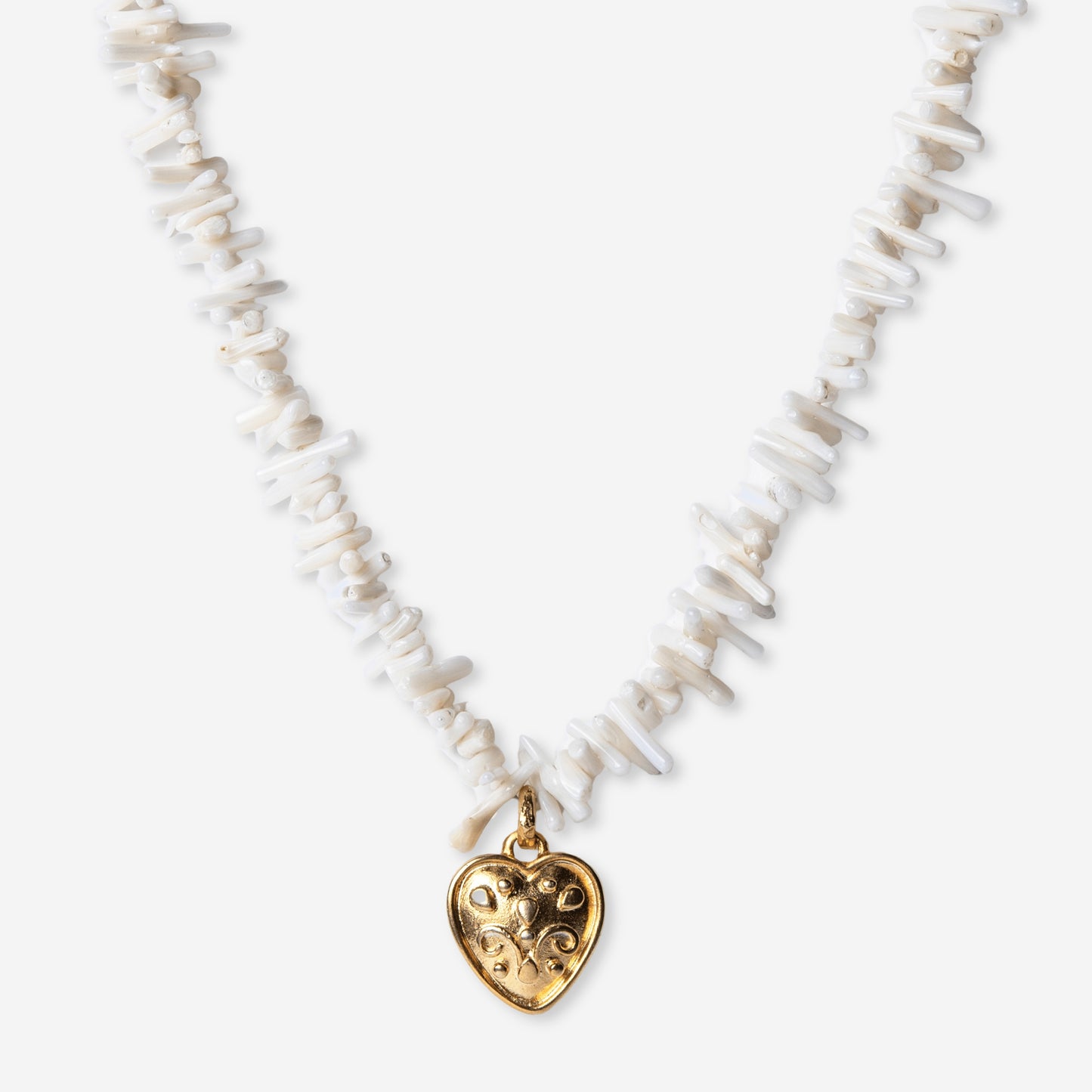 Coral Heart Necklace-Golden Horn Jewellery