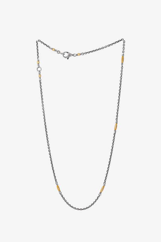 Golden Beaded Thin-Cable Chain Necklace - Golden Horn