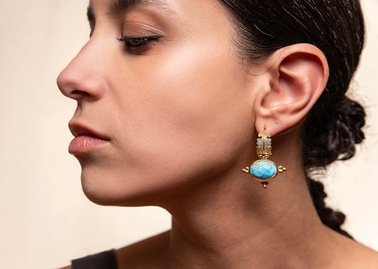 Athena's TURKIZ BLUE Gems Earrings - Golden Horn