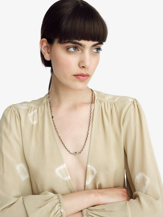 Full Moon Dotted Cable Chain Necklace - Golden Horn