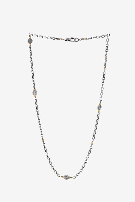 Full Moon Dotted Cable Chain Necklace - Golden Horn