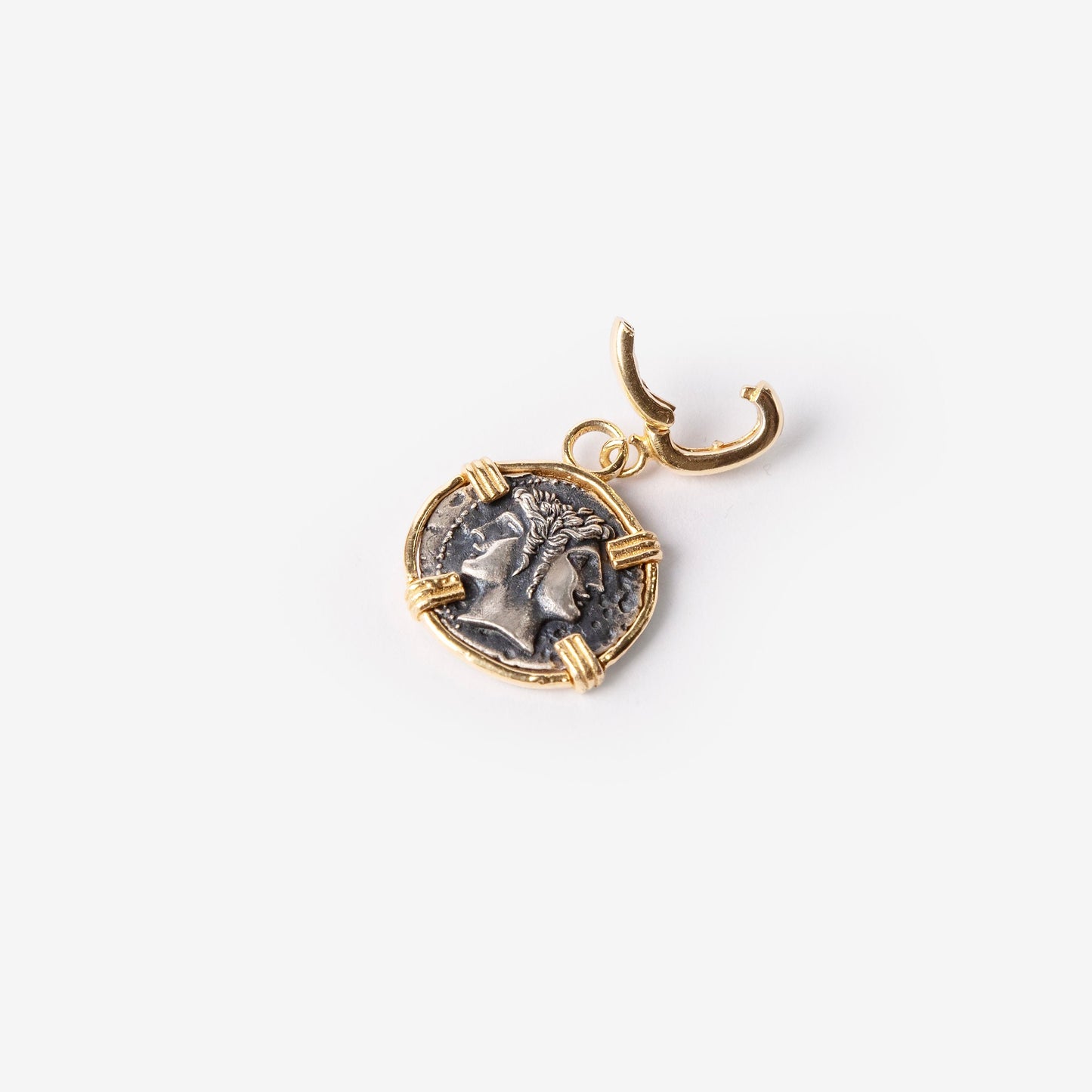 Janus Silver Coin Clip-on Pendant-Golden Horn Jewellery