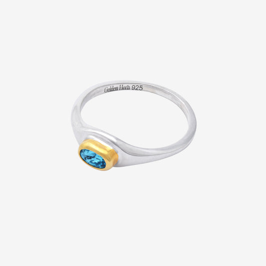 March Aquamarine Birthstone Ring-Golden Horn Jewellery