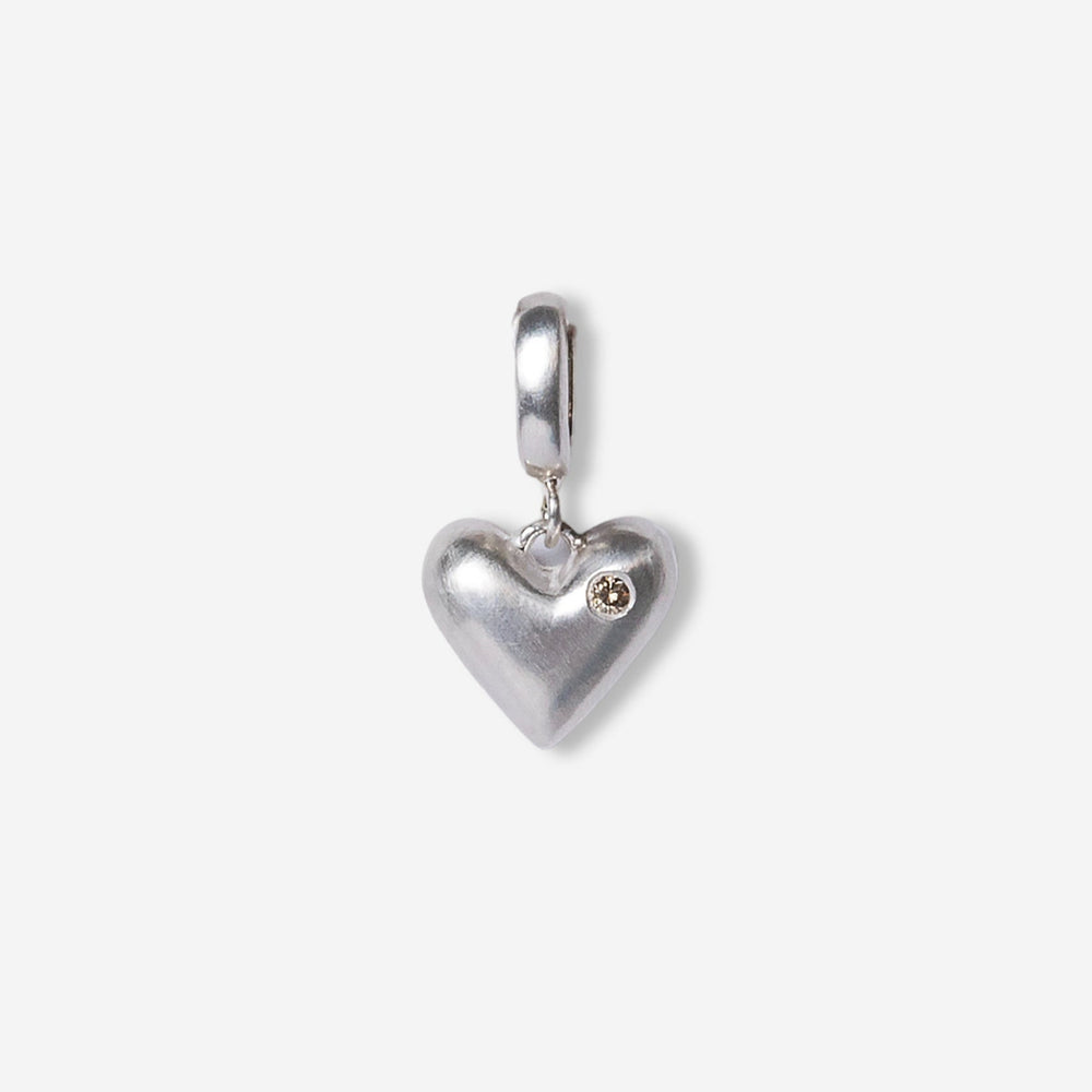 Mini Heart Charm Clip-On Silver Pendant-Golden Horn Jewellery