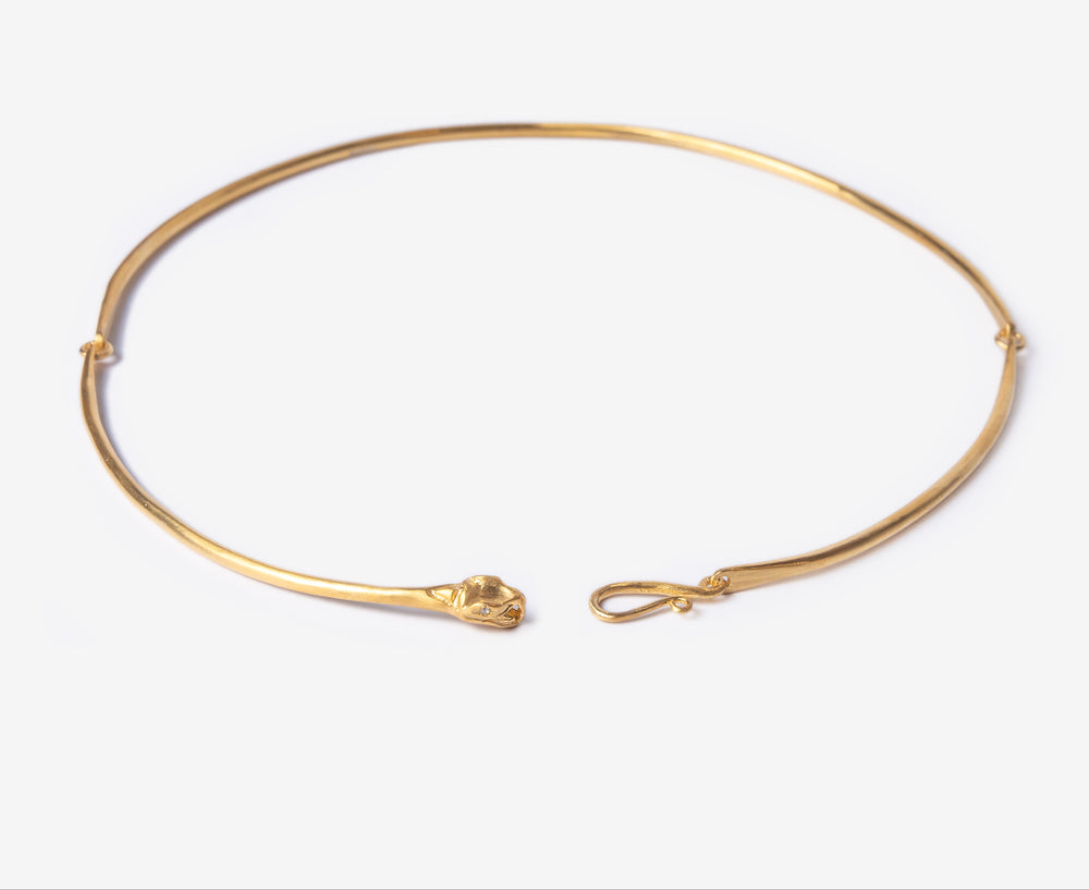 Ouroboros Snake Gold Plated Choker Necklace-Golden Horn Jewellery