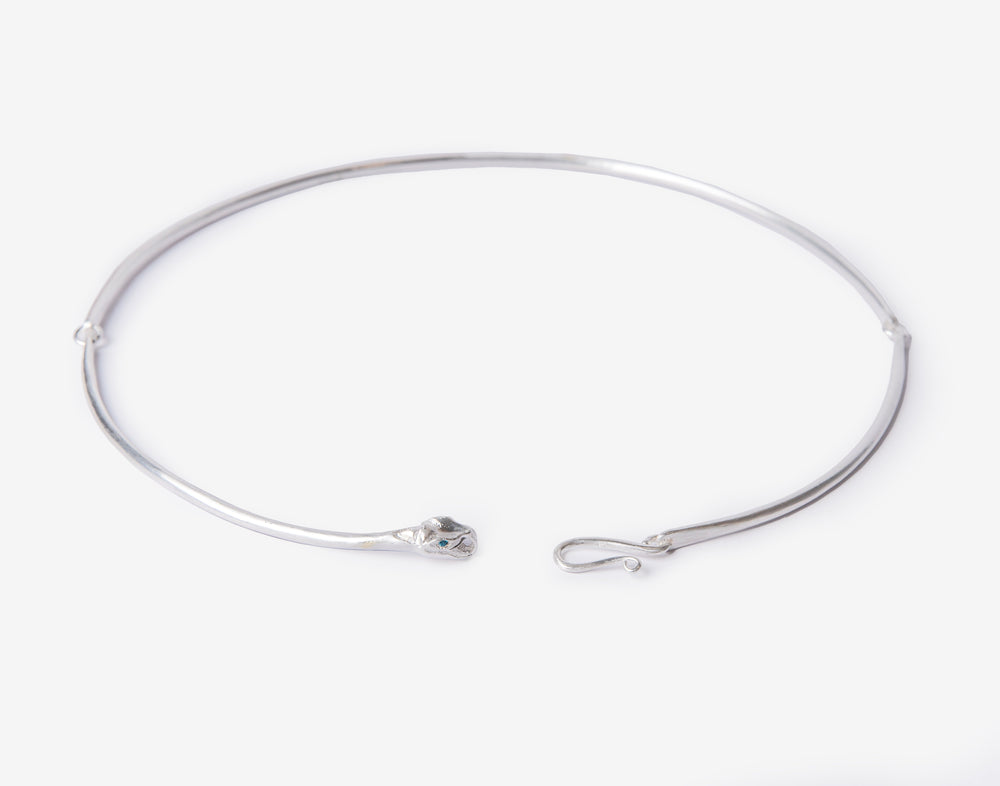 Ouroboros Snake Silver Choker Necklace-Golden Horn Jewellery