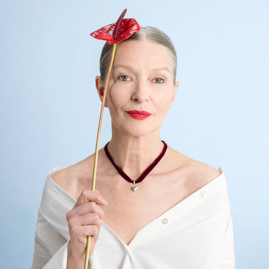 Red Velvet Choker Necklace-Golden Horn Jewellery