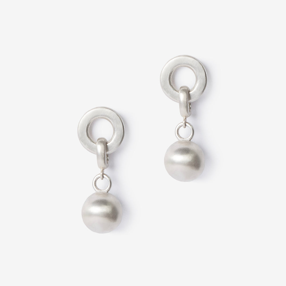 Silver Bead Circle Drop Earrings-Golden Horn Jewellery