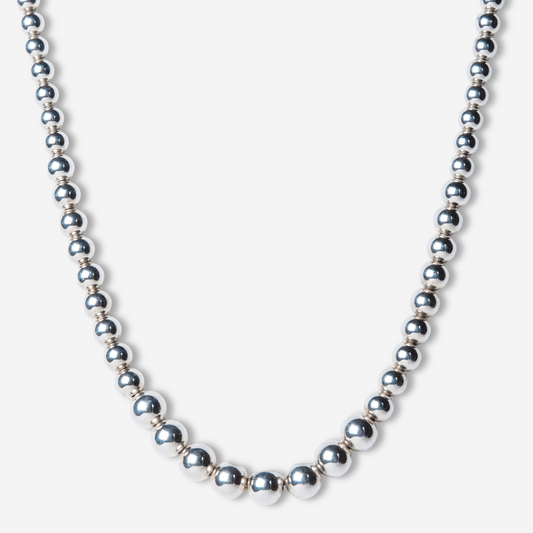 Silver Bead Pearl Necklace-Golden Horn Jewellery