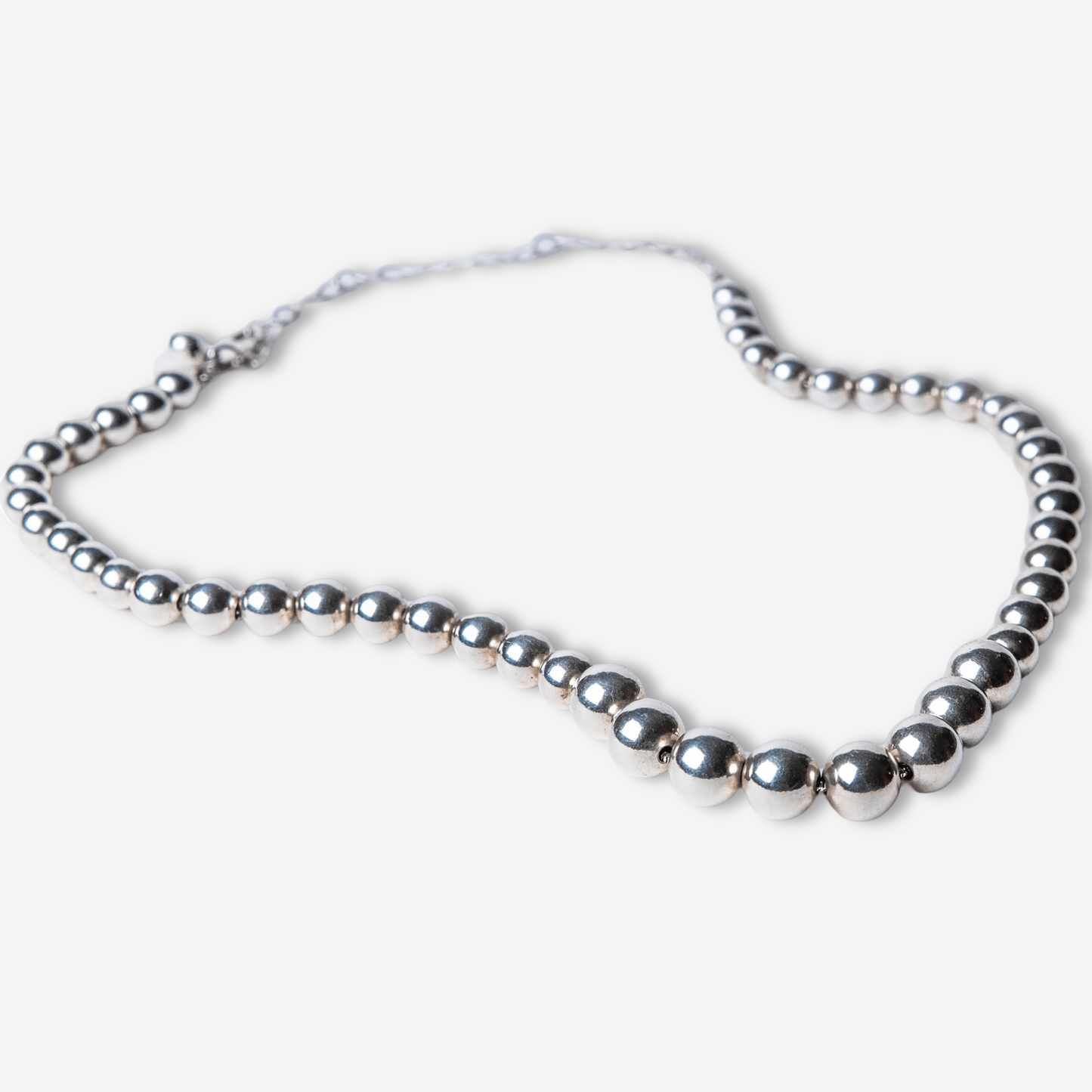 Silver Bead Pearl Necklace-Golden Horn Jewellery