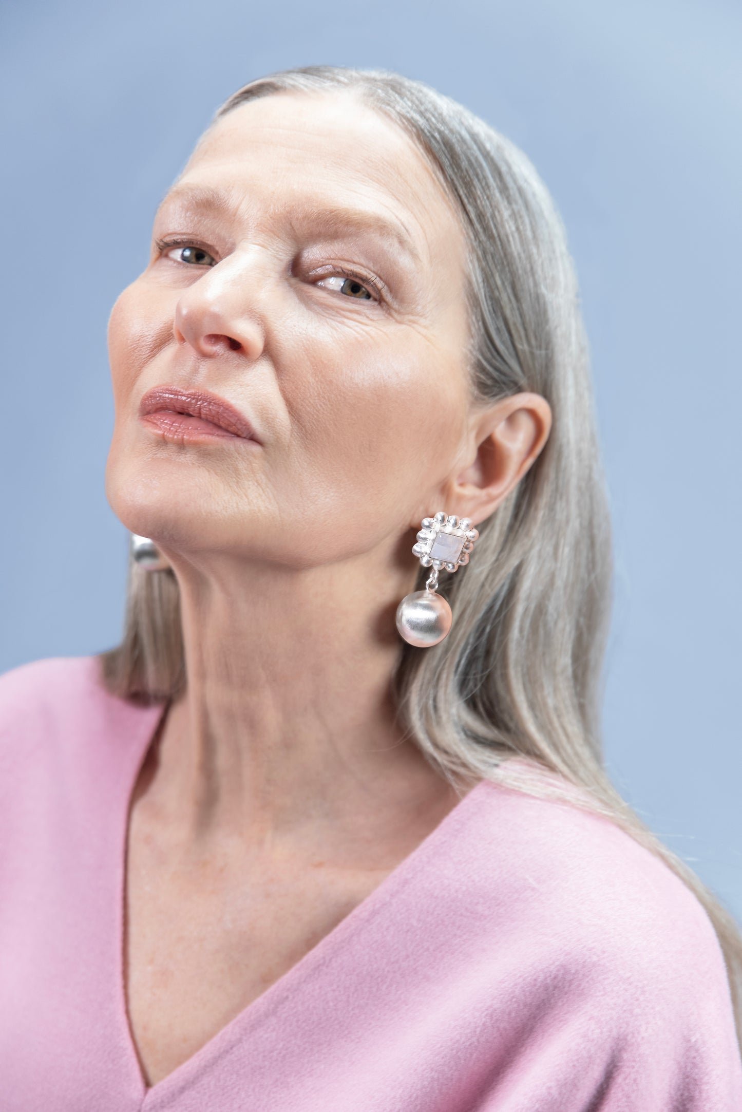 Soap And Bubble Moonstone Silver Earrings-Golden Horn Jewellery