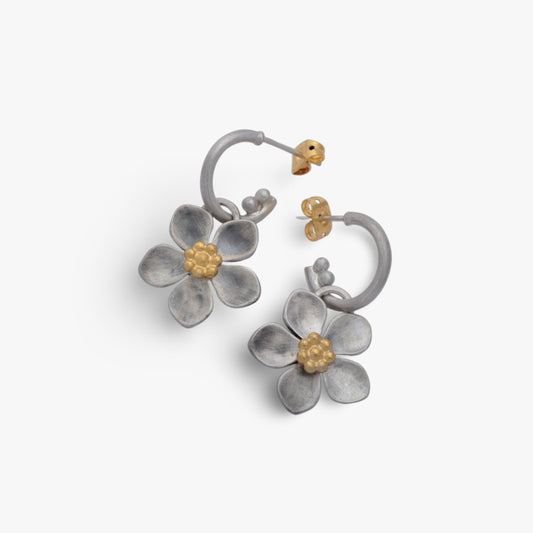 Spring Flower J Hoop Earrings - Golden Horn