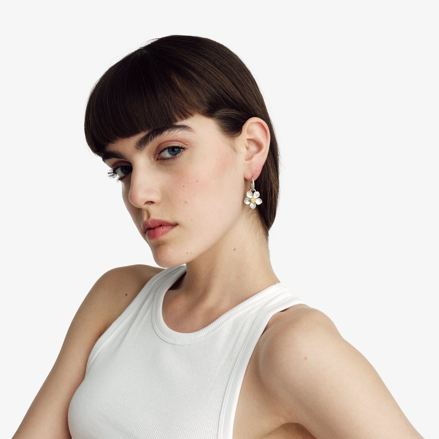 Spring Flower J Hoop Earrings - Golden Horn Jewellery