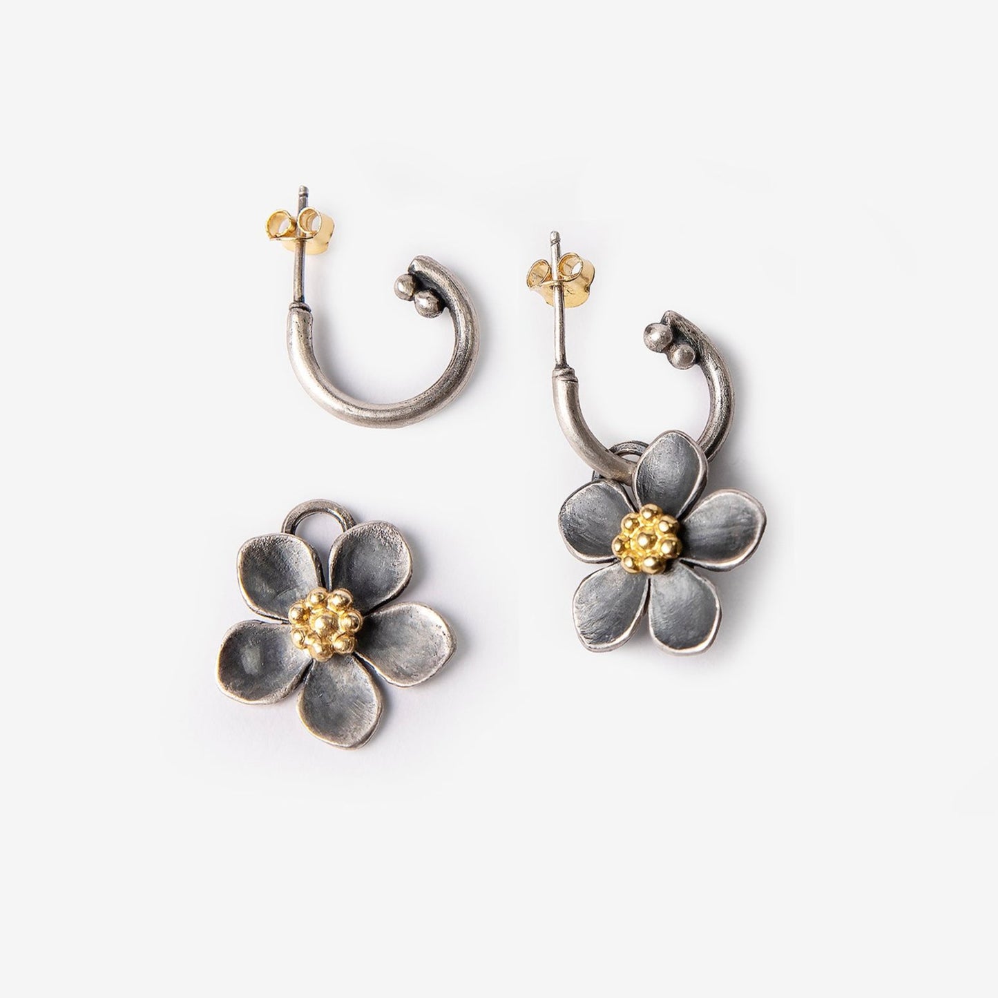 Spring Flower J Hoop Earrings-Golden Horn Jewellery