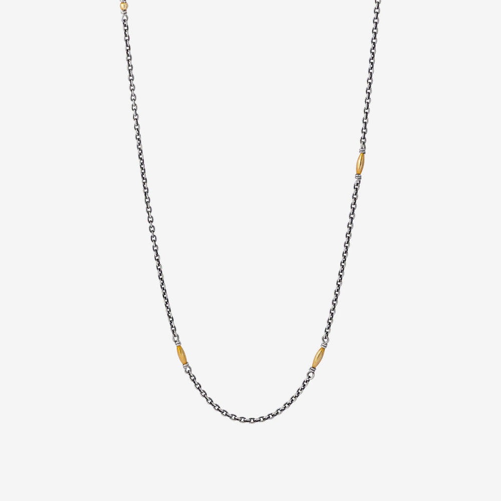 Golden Beaded Thin-Cable Chain Necklace - Golden Horn