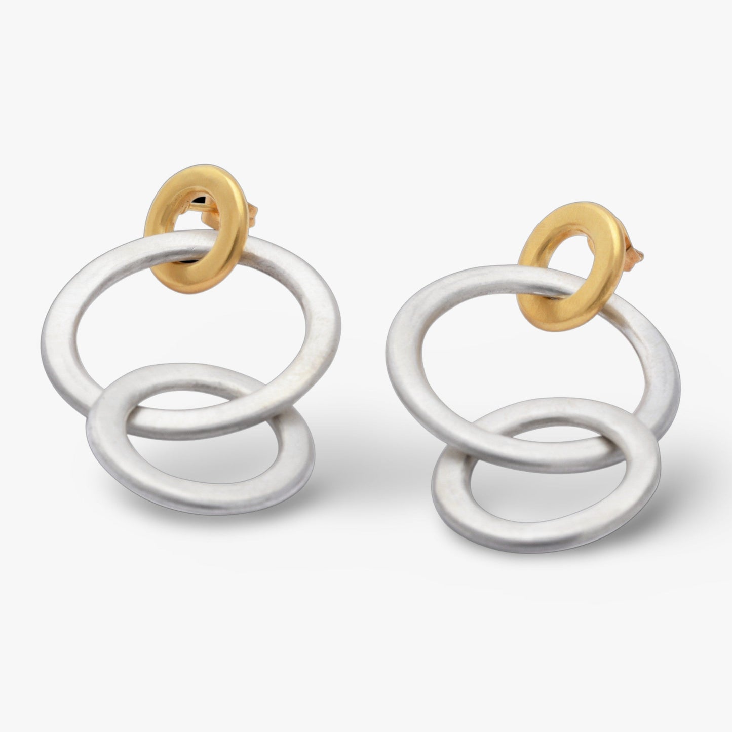 Triple Lock Circle Drop Earrings - Golden Horn