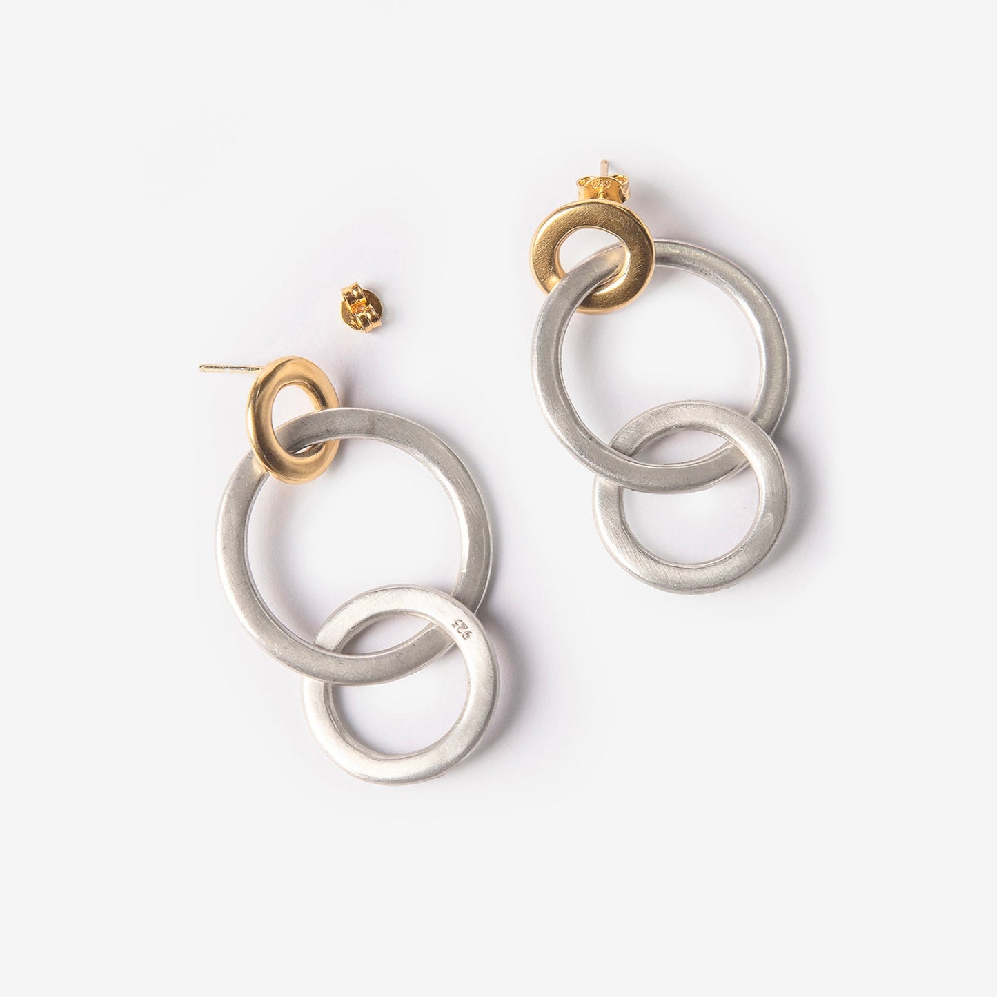 Triple Lock Circle Drop Earrings-Golden Horn Jewellery