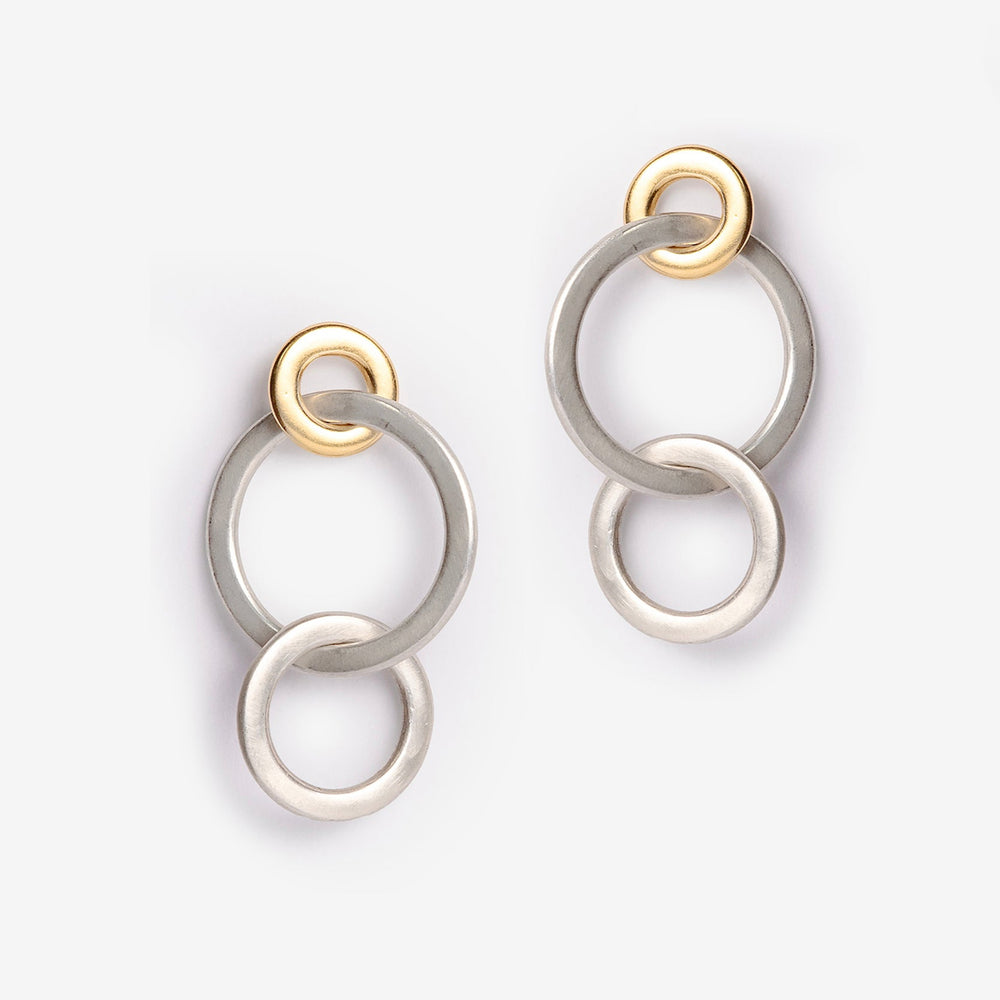 Triple Lock Circle Drop Earrings-Golden Horn Jewellery