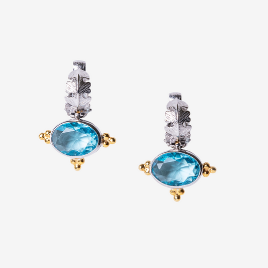 Athena's Light Blue Gems Earrings - Golden Horn