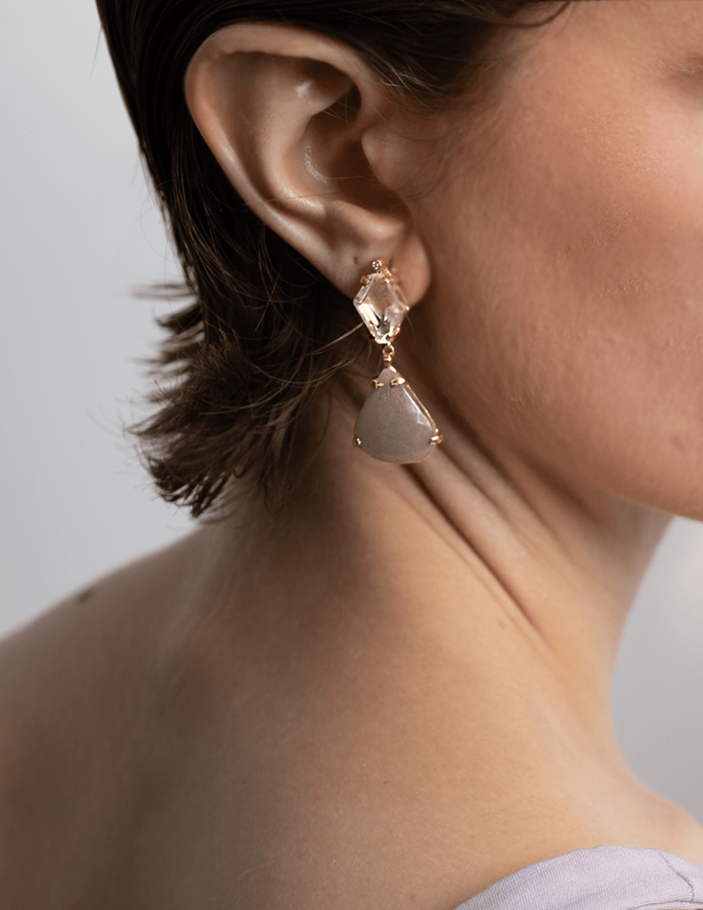 Helen Gem Stone Earrings - Briolette Cut - Golden Horn